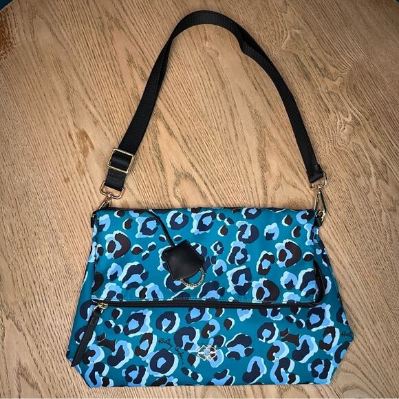 Radley London 24/7 Leopard Medium Flap Crossbody Bag Teal Black